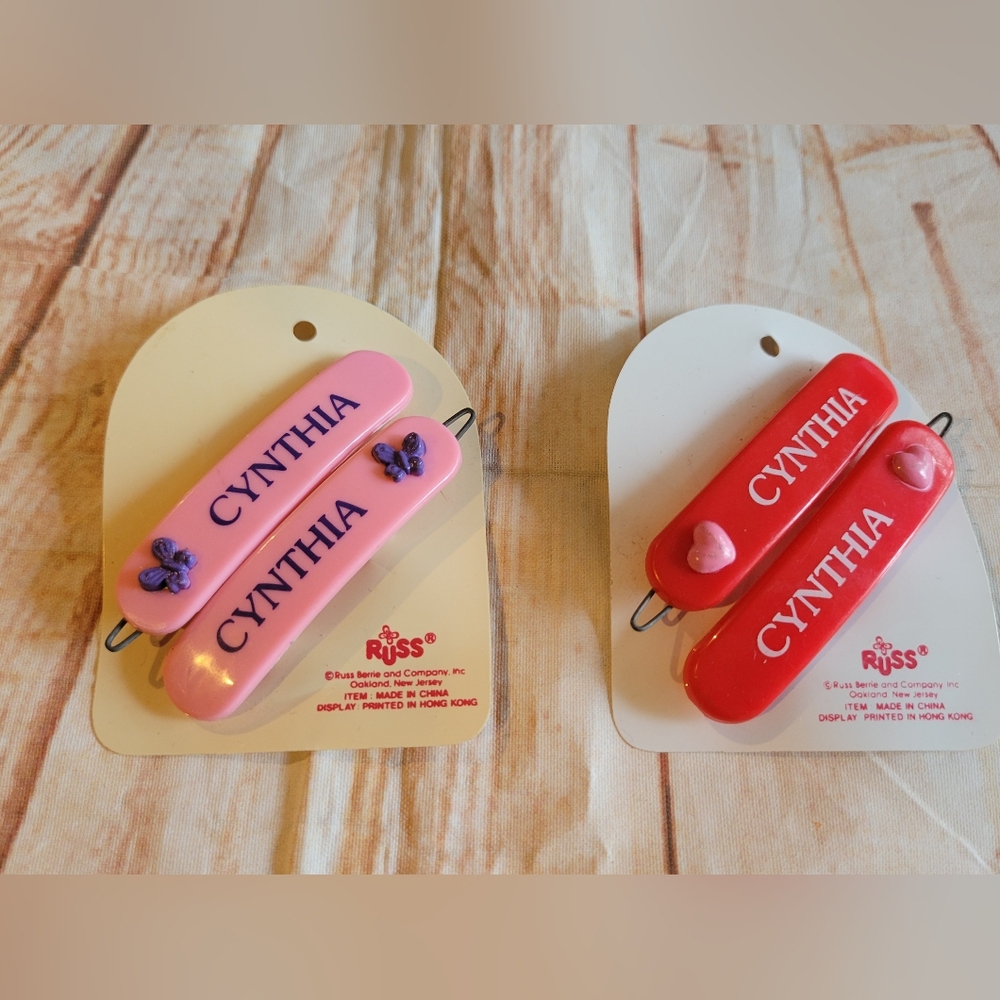 2 Vintage 1980's Russ Hair Clip Barrettes "Cynthia"